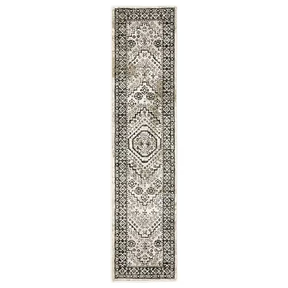 Oriental Weavers Georgia Medallion 659C0 1'10" x 7'6" Ivory and Gray Runner