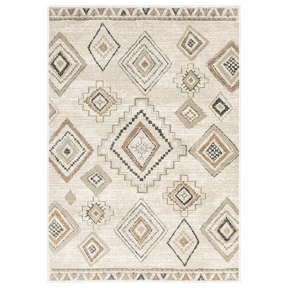Oriental Weavers Georgia Tribal 660B0 6'7" x 9'2" Ivory and Orange Area Rug