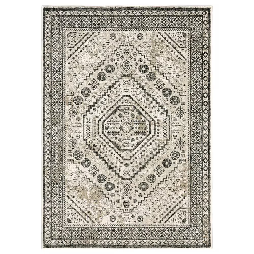 Oriental Weavers Georgia Medallion 659C0 3'10" x 5'5" Ivory and Gray Area Rug