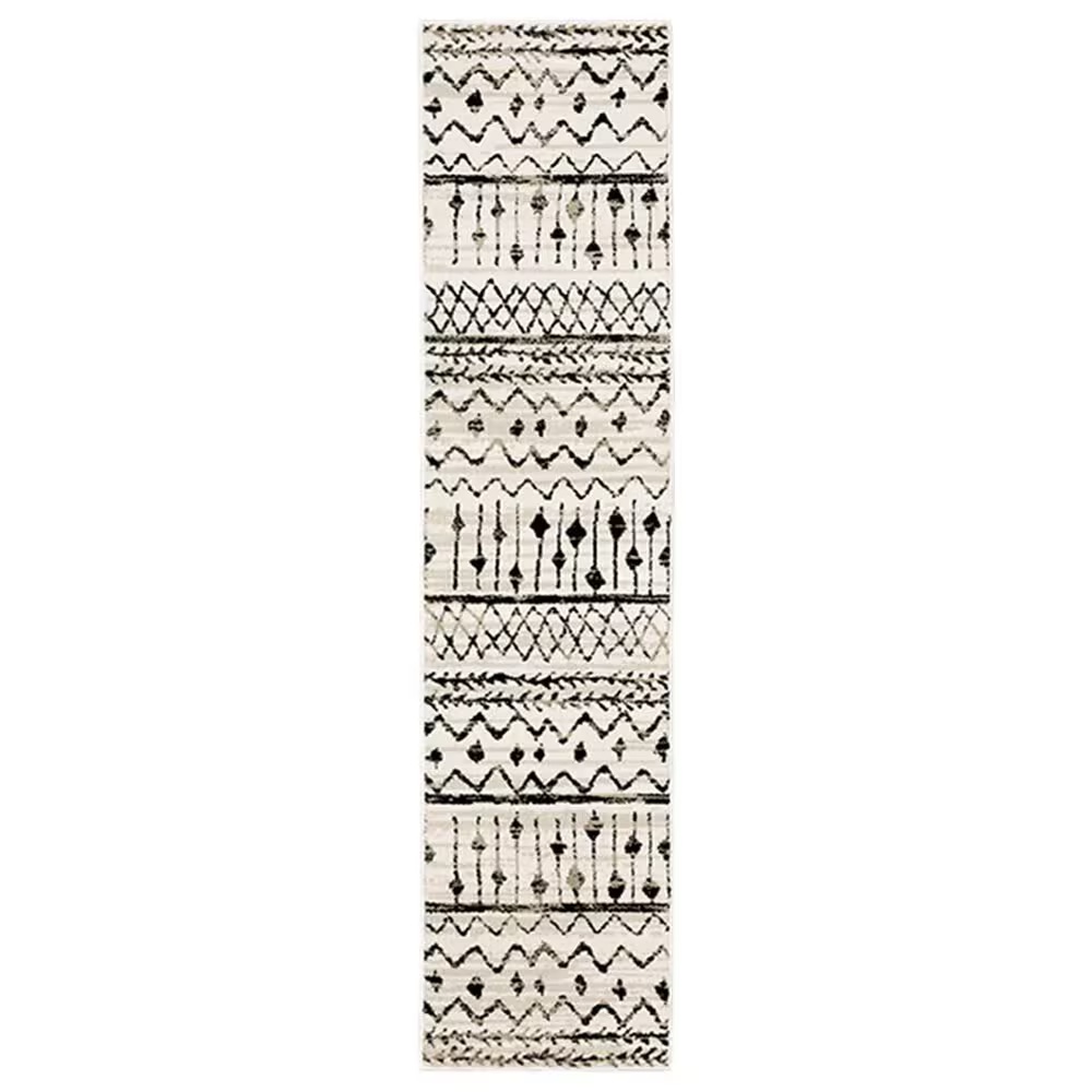 Oriental Weavers Georgia Tribal 8826E 1'10" x 7'6" Ivory and Black Runner