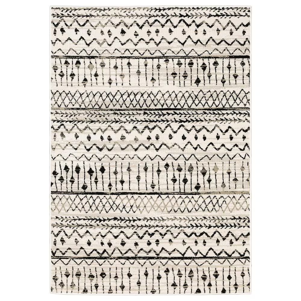 Oriental Weavers Georgia Tribal 8826E 6'7" x 9'2" Ivory and Black Area Rug