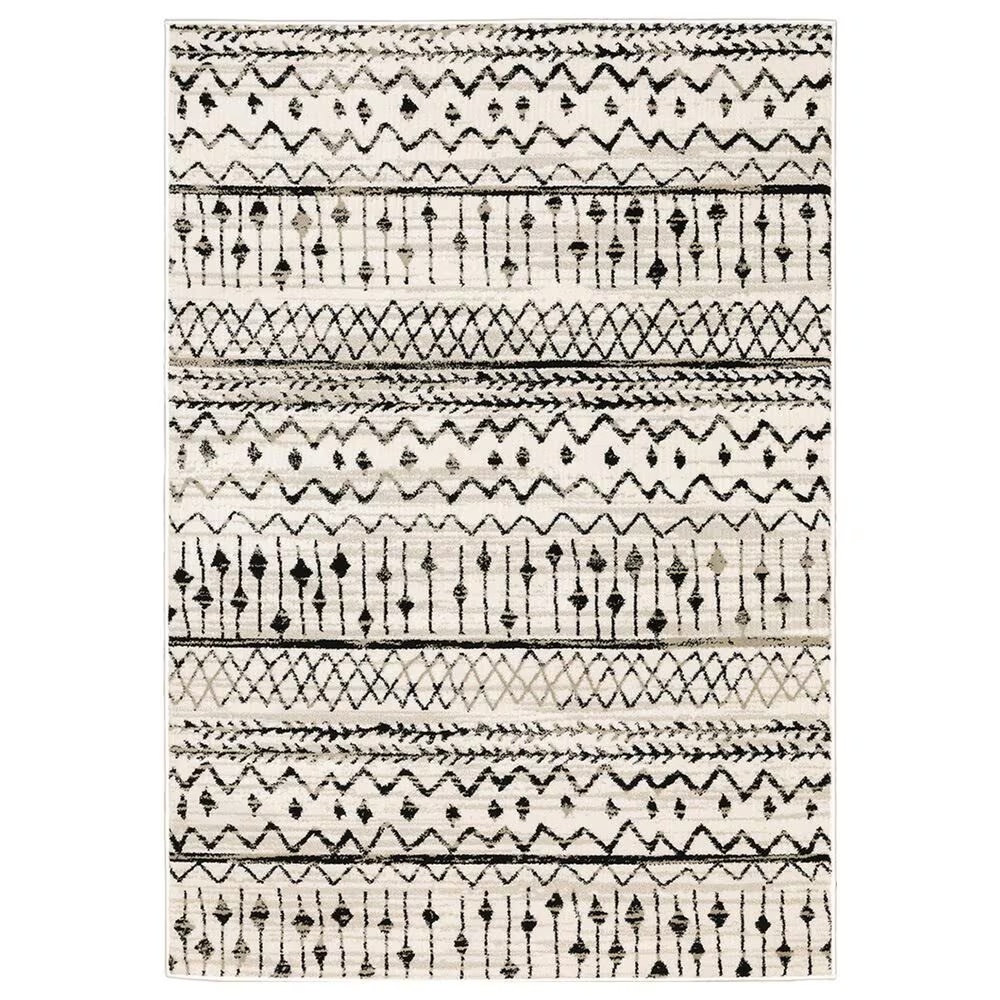 Oriental Weavers Georgia Tribal 8826E 3'10" x 5'5" Ivory and Black Area Rug