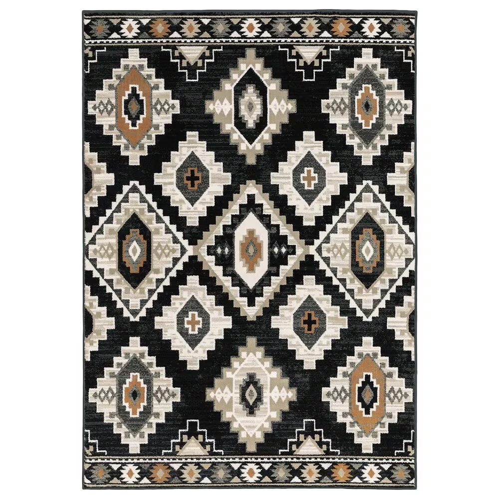 Oriental Weavers Georgia Southwest 605F0 6'7" x 9'2" Charcoal and Ivory Area Rug