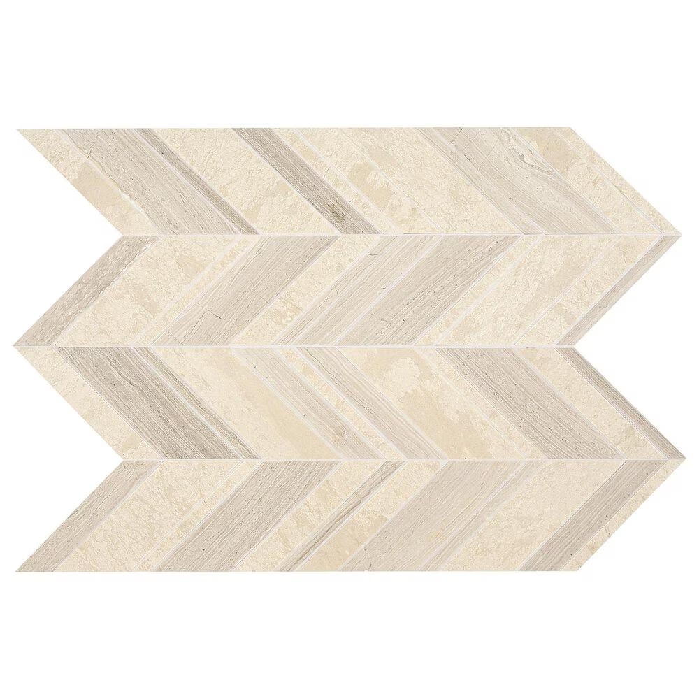 Dal-Tile Limestone Fusion Blanc 22" x 12" Chevron Random Honed Mosaic Sheet