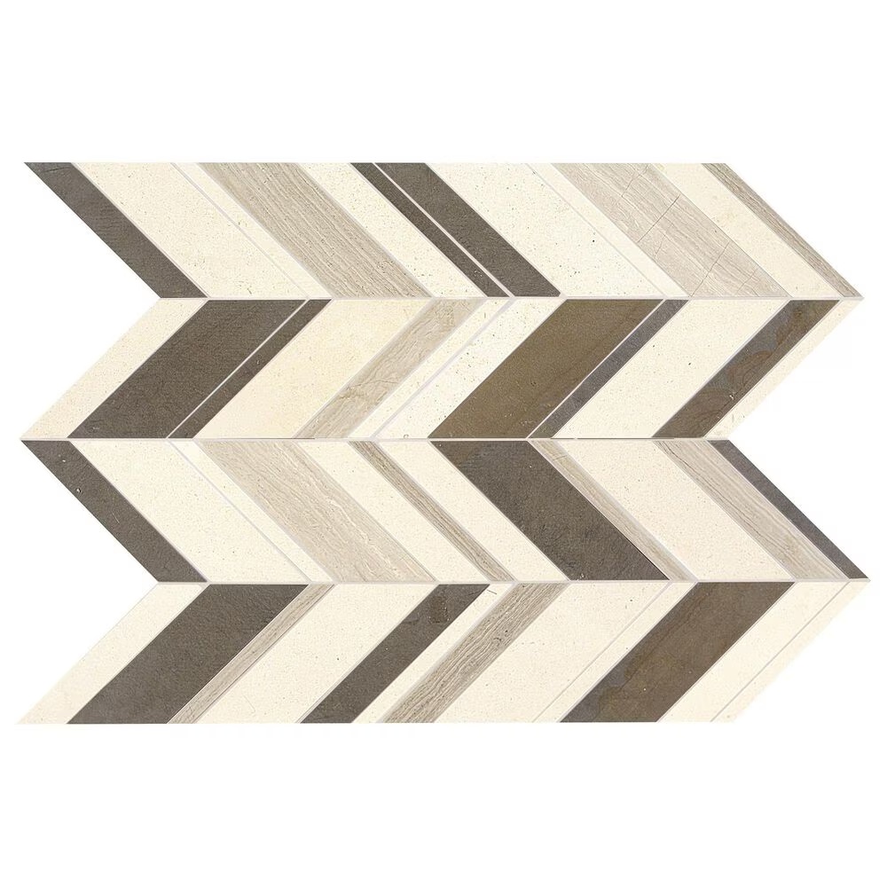 Dal-Tile Limestone Fusion Gris 22" x 12" Chevron Random Honed Mosaic Sheet