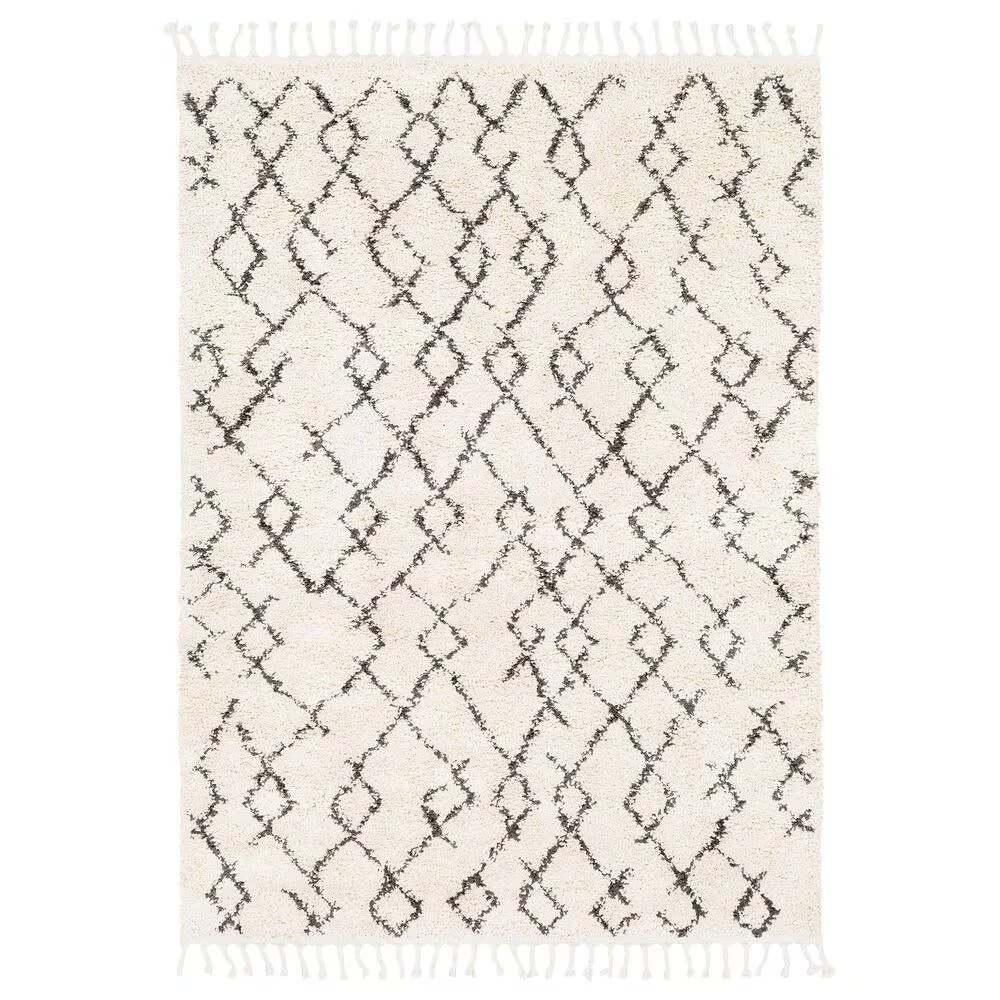 Surya Berber Shag BBE2301 6'7" x 9' Charcoal and Beige Area Rug