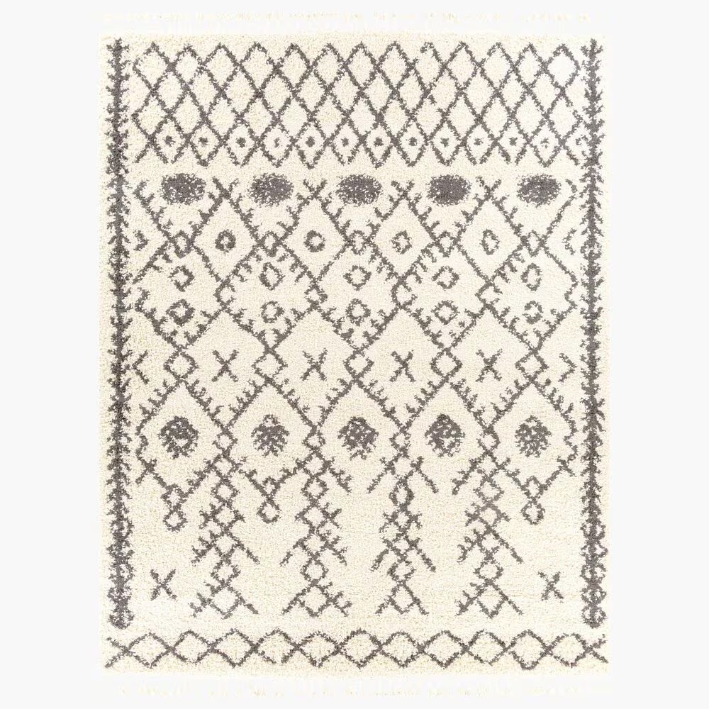 Surya Berber Shag BBE2302 7'10" x 10'2" Charcoal and Light Beige Area Rug