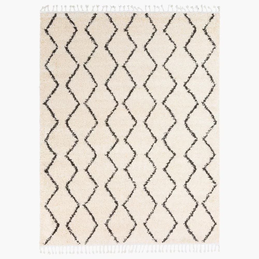 Surya Berber Shag BBE2303 7'10" x 10'2" Charcoal and Light Beige Area Rug