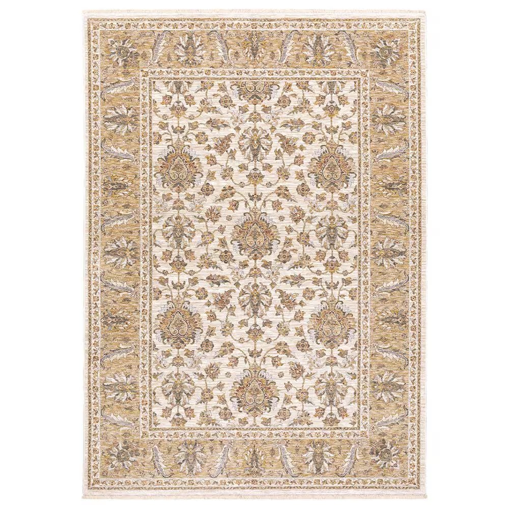 Oriental Weavers Maharaja Dakota 5091W 5'3" x 7'6" Ivory and Gold Area Rug