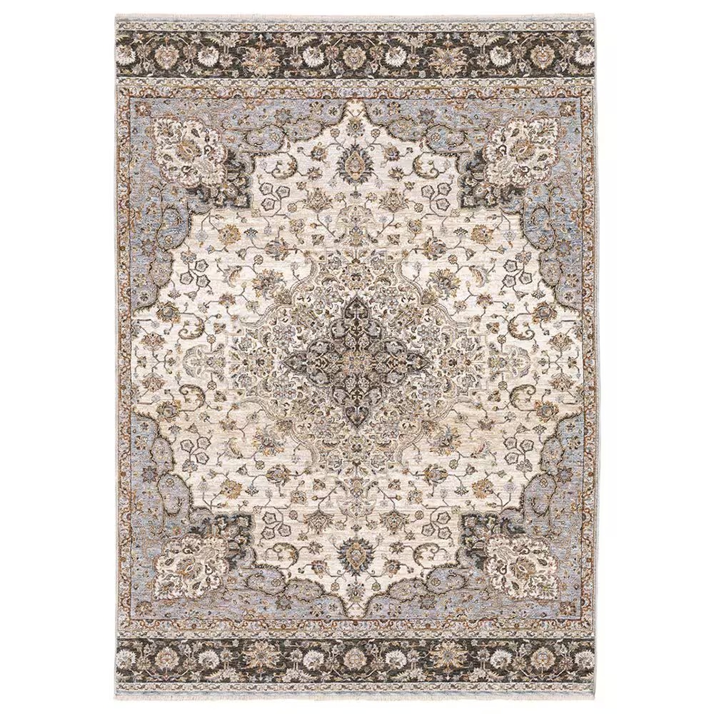 Oriental Weavers Maharaja Keller 660J 7'10" x 10'10" Ivory and Blue Area Rug