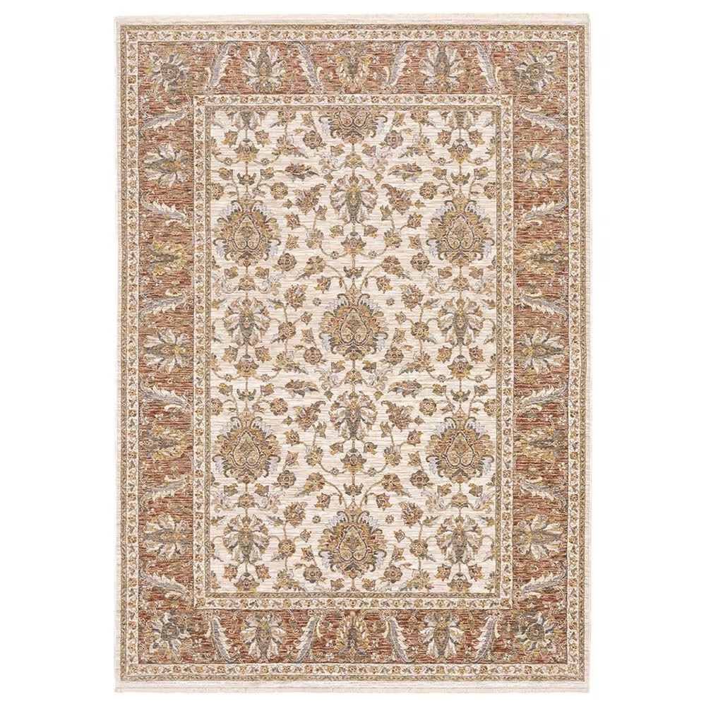 Oriental Weavers Maharaja Dakota 5091Q 3'3" x 5' Rust and Ivory Area Rug