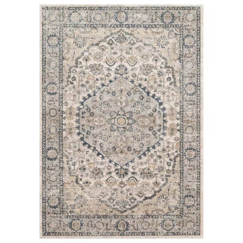 Loloi II Teagan TEA-01 6'7" x 9'2" Natural and Light Grey Area Rug