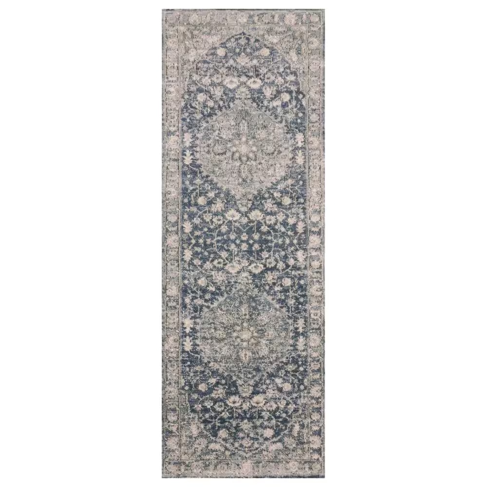 Loloi II Teagan TEA-01 2'8" x 13' Denim and Mist Runner