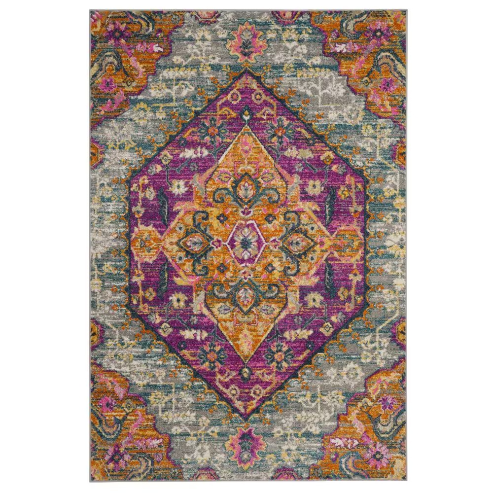 Safavieh Madison MAD119G 5'1" x 7'6" Light Grey and Fuchsia Area Rug