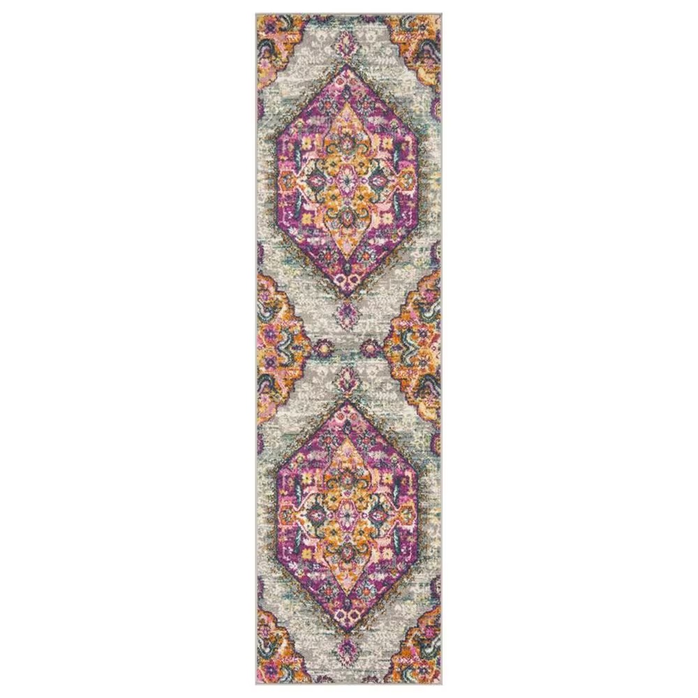 Safavieh Madison MAD119G 2'3" x 8' Light Grey and Fuchsia Runner