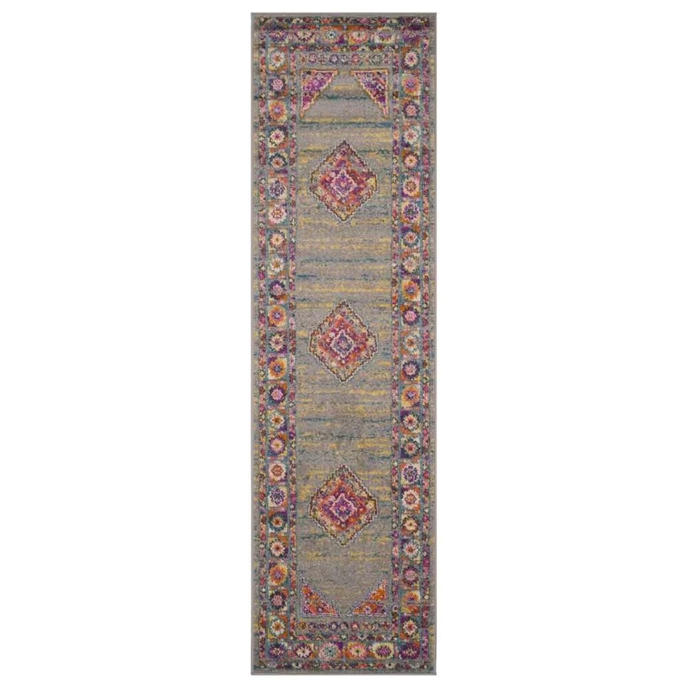 Safavieh Madison MAD133G 2'3" x 8' Light Grey and Fuchsia Runner