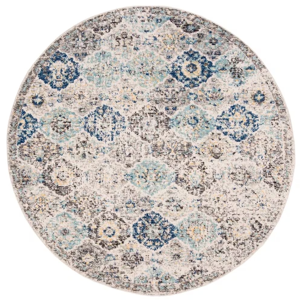 Safavieh Madison MAD611A 5' Round Ivory and Aqua Area Rug