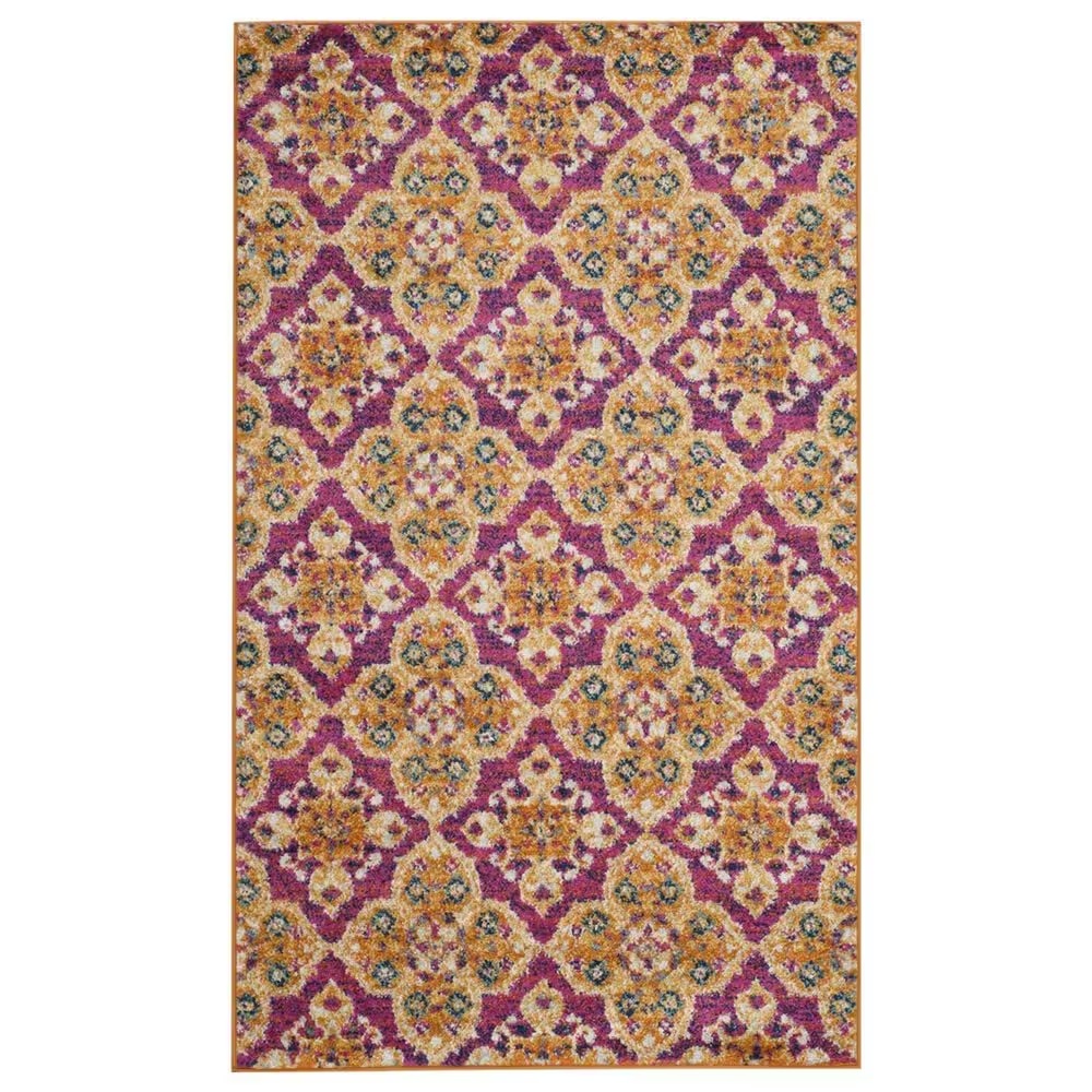 Safavieh Madison MAD605A 3' x 5' Fuchsia and Gold Area Rug
