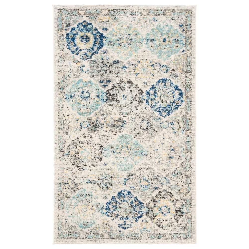 Safavieh Madison MAD611A 3' x 5' Ivory and Aqua Area Rug