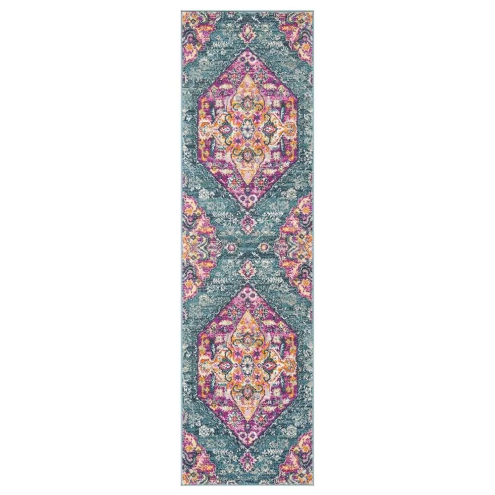 Safavieh Madison MAD119C 2'3" x 12' Blue and Fuchsia Runner