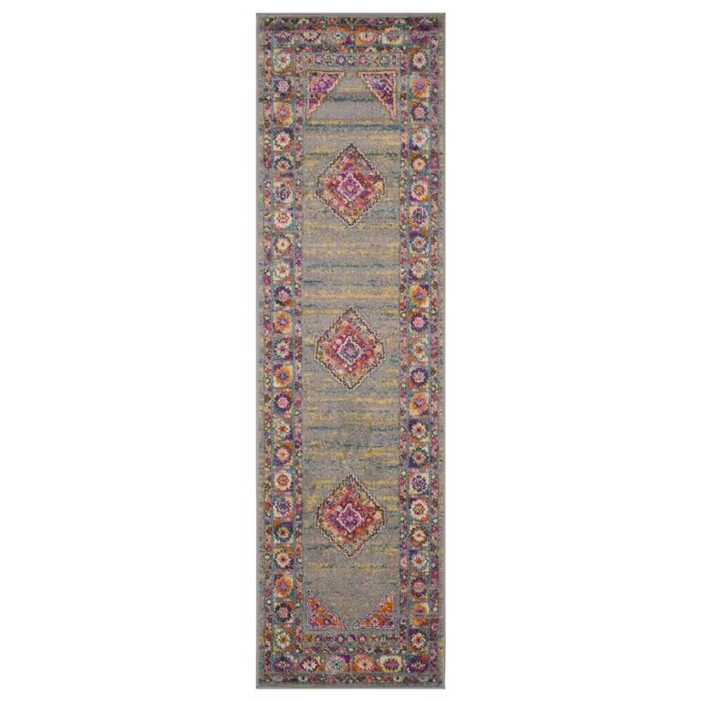 Safavieh Madison MAD133G 2'3" x 12' Light Grey and Fuchsia Runner