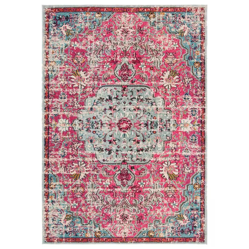 Safavieh Madison MAD447R 3' x 5' Fuchsia and Teal Area Rug