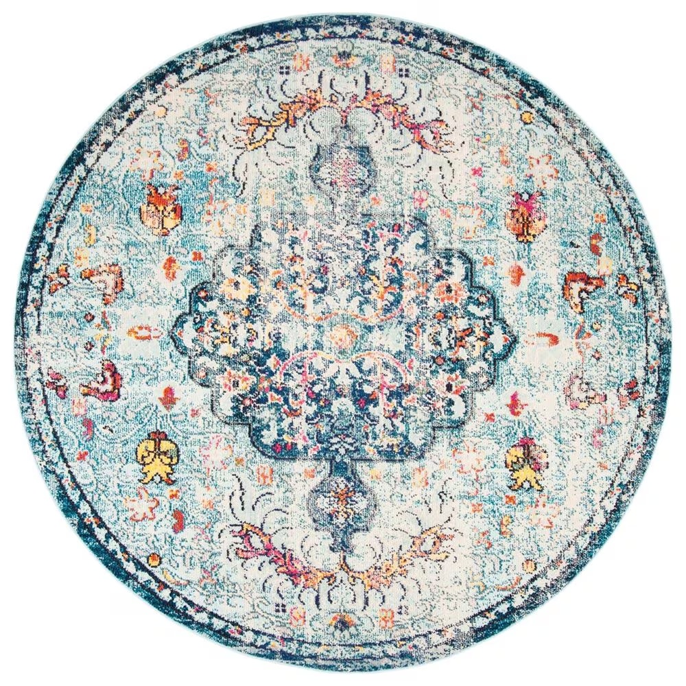 Safavieh Madison MAD447K 5' Round Navy and Light Blue Area Rug