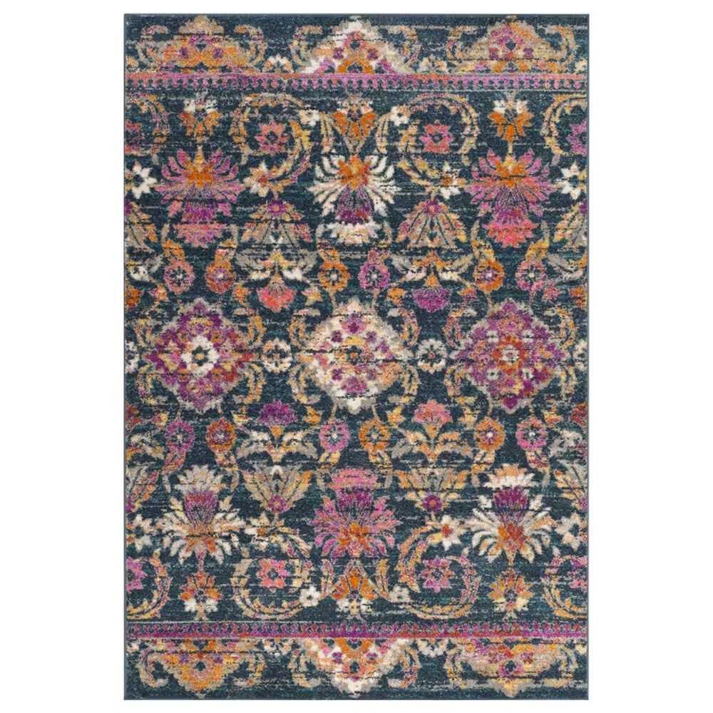 Safavieh Madison MAD130C 5'1" x 7'6" Blue and Fuchsia Area Rug