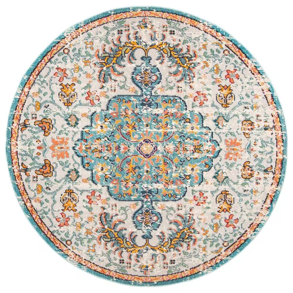Safavieh Madison MAD447F 5' Round Grey and Light Blue Area Rug