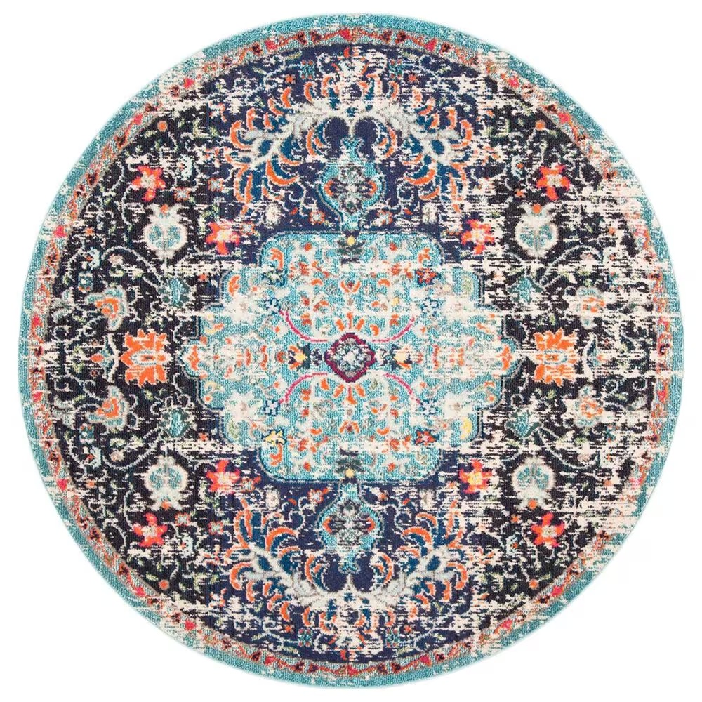 Safavieh Madison MAD447Z 5' Round Black and Teal Area Rug