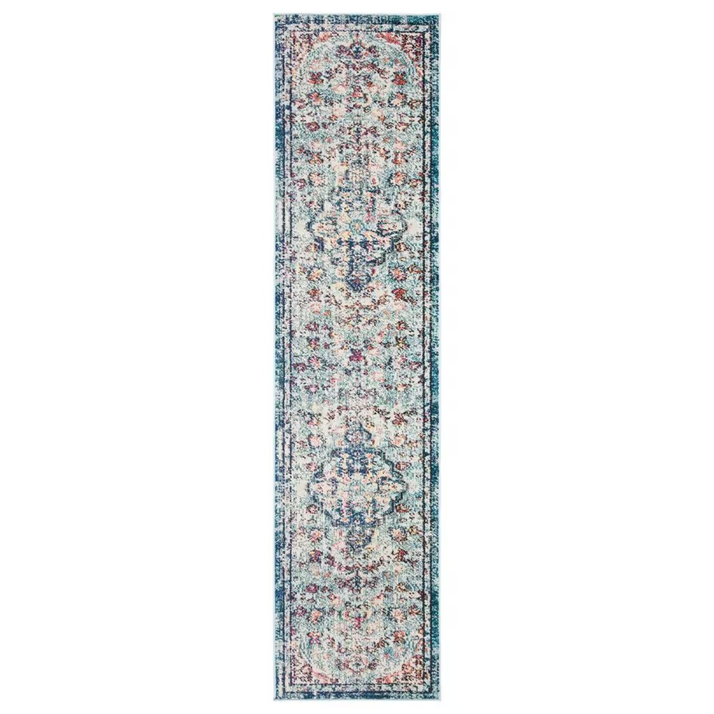 Safavieh Madison MAD447K 2'2" x 12' Navy and Light Blue Runner