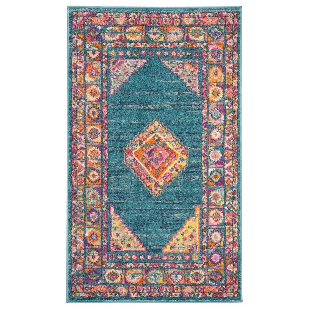 Safavieh Madison MAD133A 4' x 6' Light Blue and Orange Area Rug