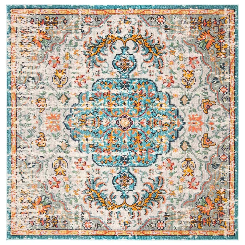 Safavieh Madison MAD447F 5' Square Grey and Light Blue Area Rug