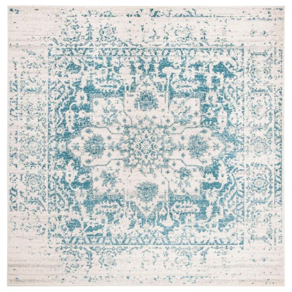 Safavieh Madison MAD603J 5' Square Teal and Ivory Area Rug