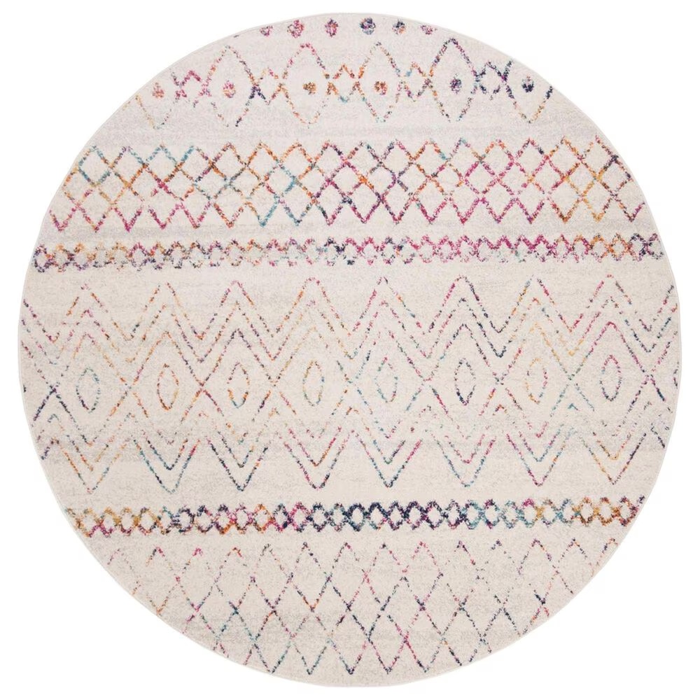 Safavieh Madison MAD798A 5' Round Ivory and Fuchsia Area Rug
