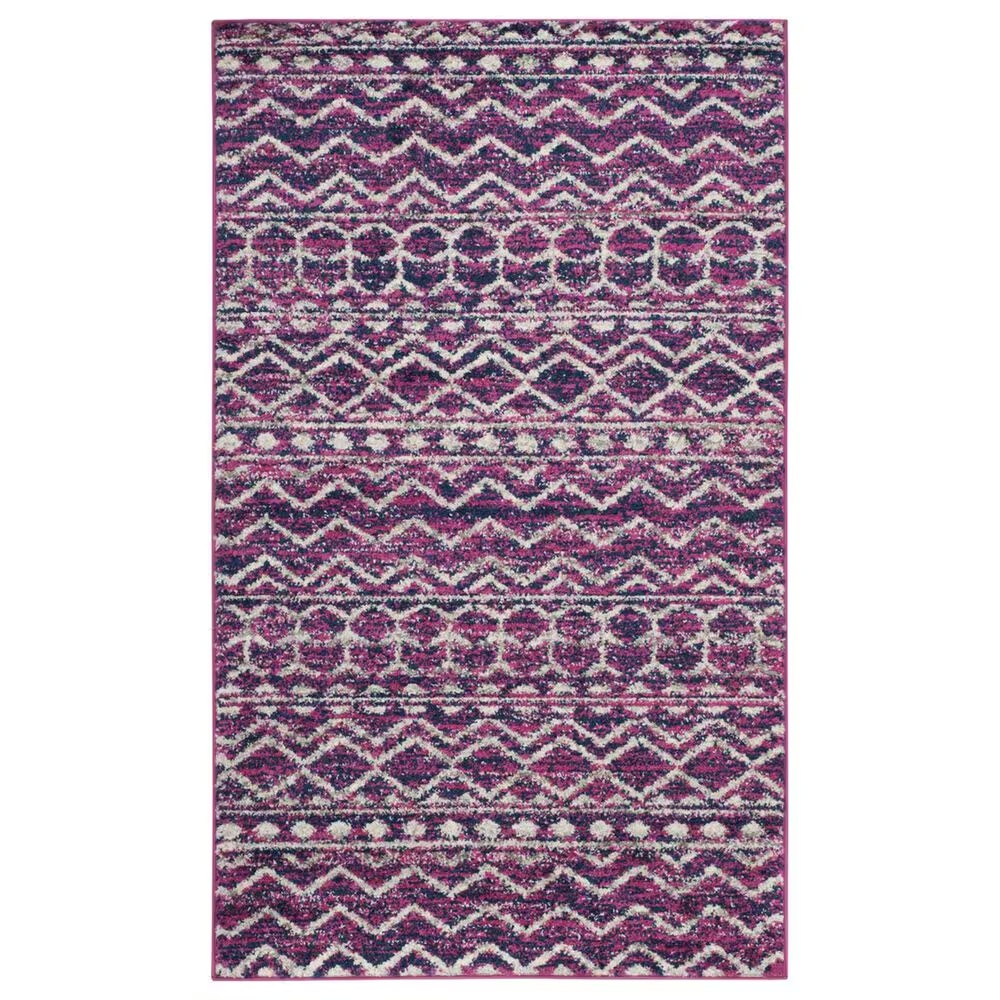 Safavieh Madison MAD606M 3' x 5' Fuchsia and Navy Area Rug
