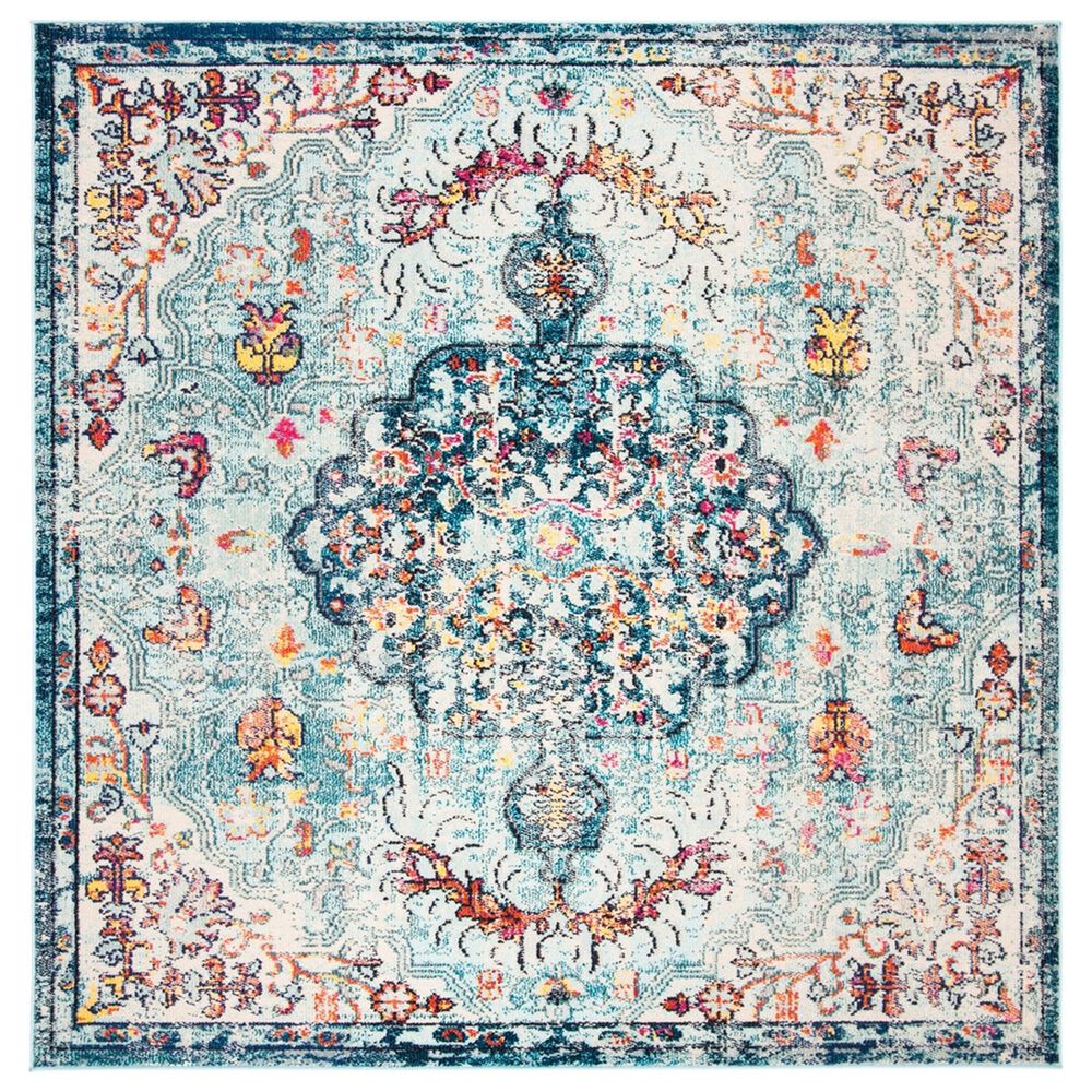 Safavieh Madison MAD447K 5' Square Navy and Light Blue Area Rug
