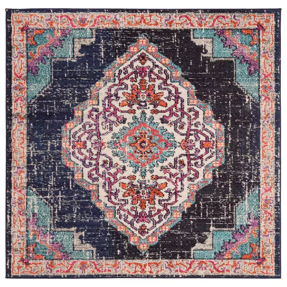Safavieh Monaco MNC254Z 5' Square Black and Blue Area Rug