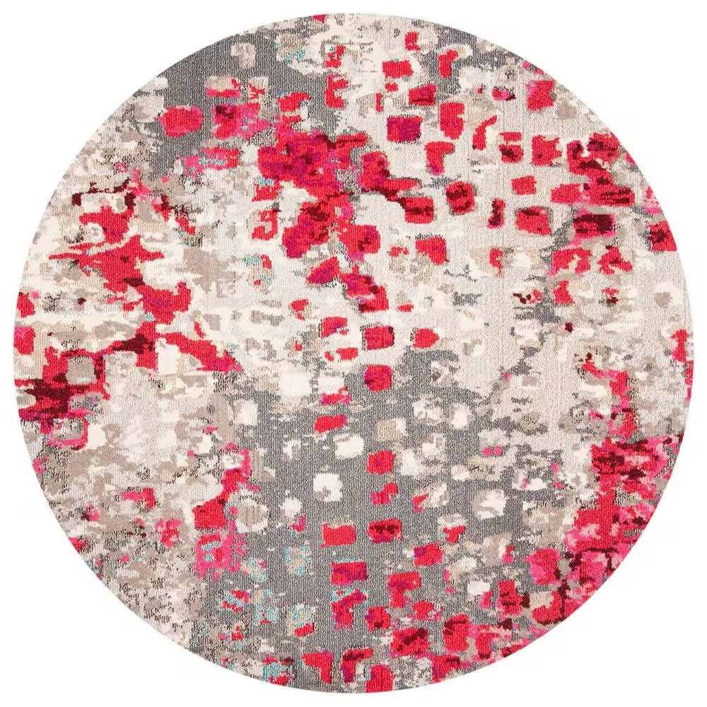 Safavieh Madison MAD425R 5' Round Grey and Red Area Rug