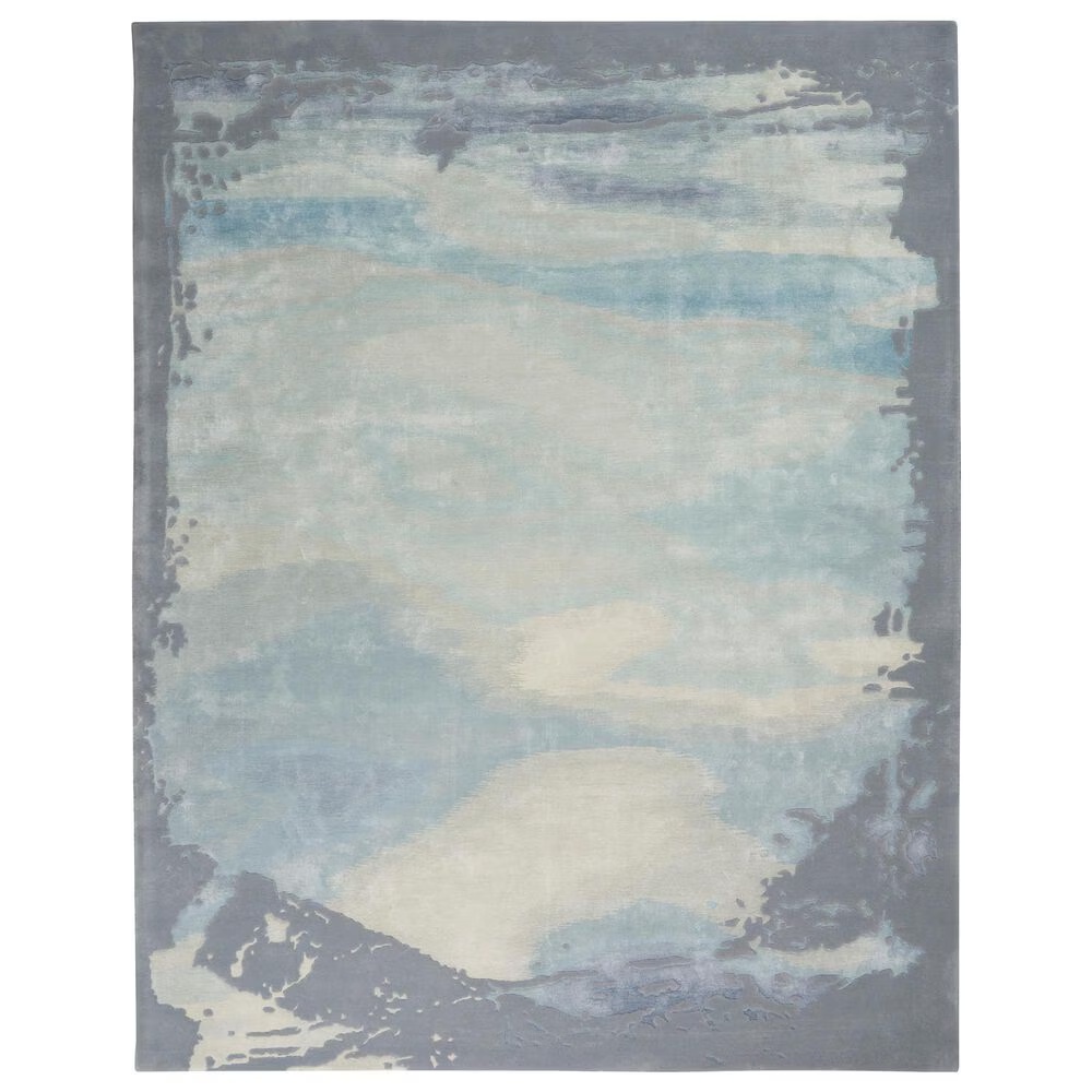 Nourison Prismatic PRS19 3'9" x 5'9" Seafoam and Silver Area Rug