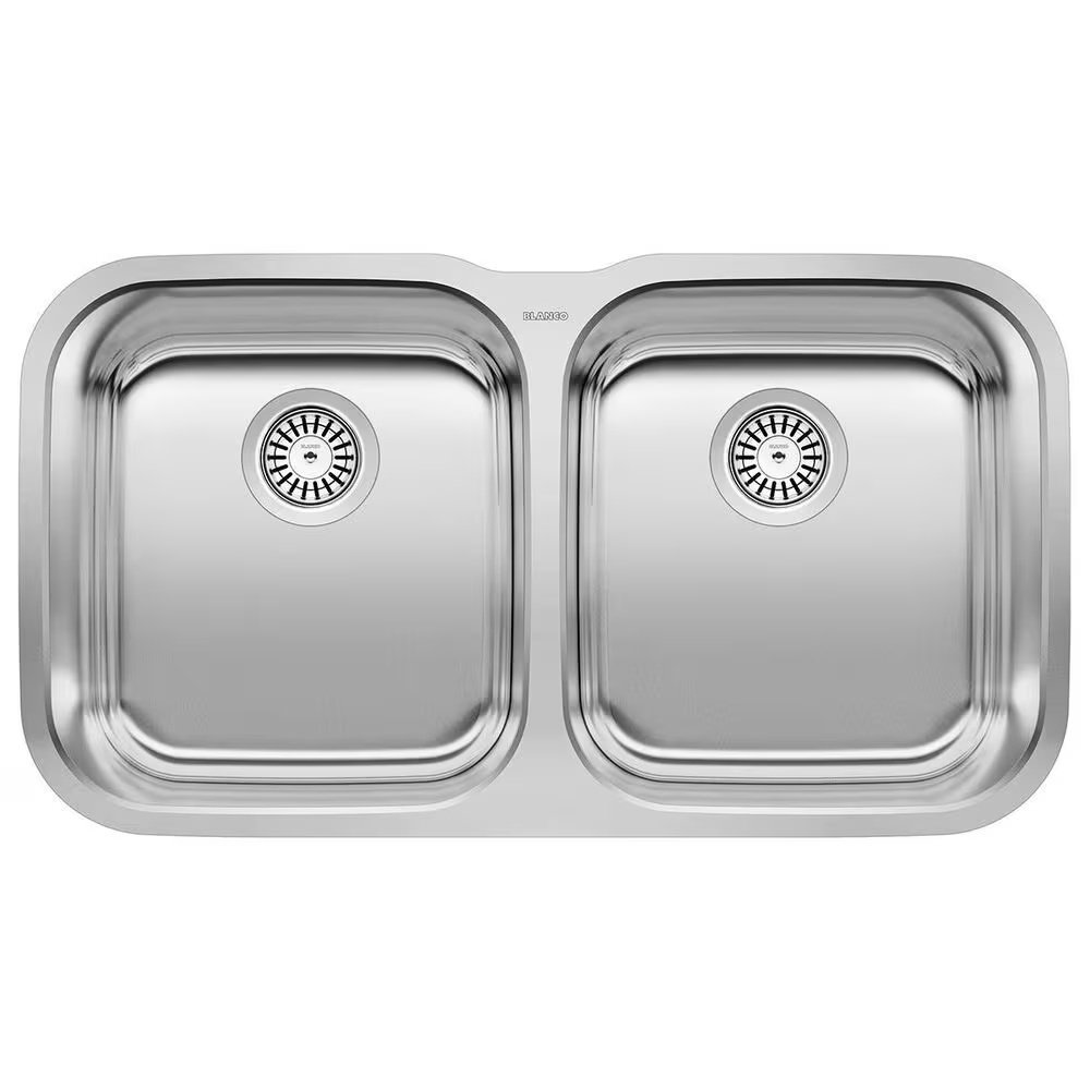 Blanco Stellar 33" Equal Double Bowl Kitchen Sink in Refined Brushed