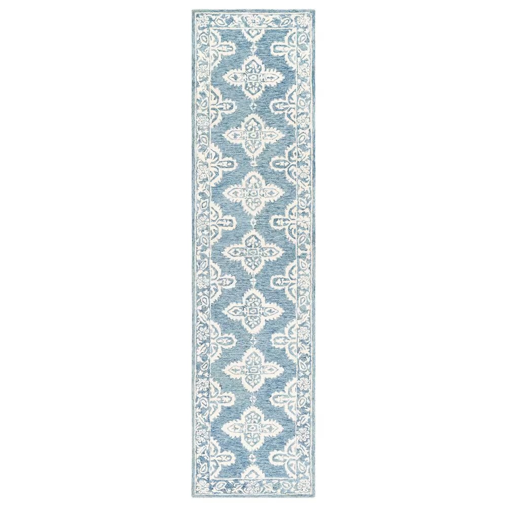 Surya Granada GND-2300 2'6" x 10' Pale Blue, Beige and Sky Blue Runner Rug