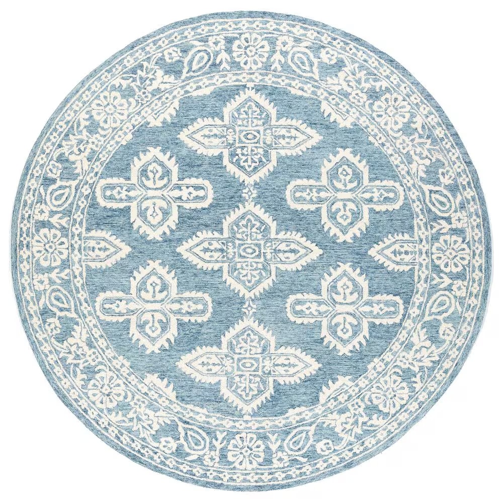 Surya Granada GND-2300 6' Round Pale Blue, Beige and Sky Blue Area Rug