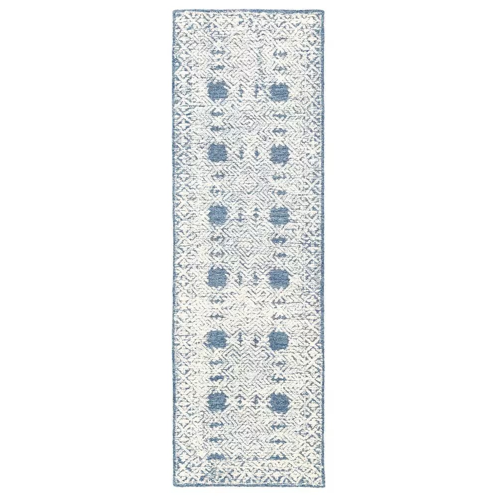 Surya Louvre LOU-2300 2'6" x 8' Navy, Cream and Ice Blue Scatter Rug