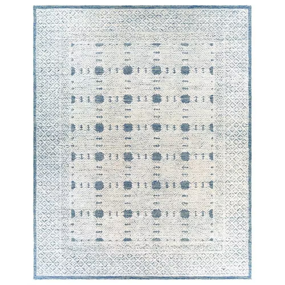 Surya Louvre Dark Blue, Cream and Pale Blue 9' x 12' Area Rug