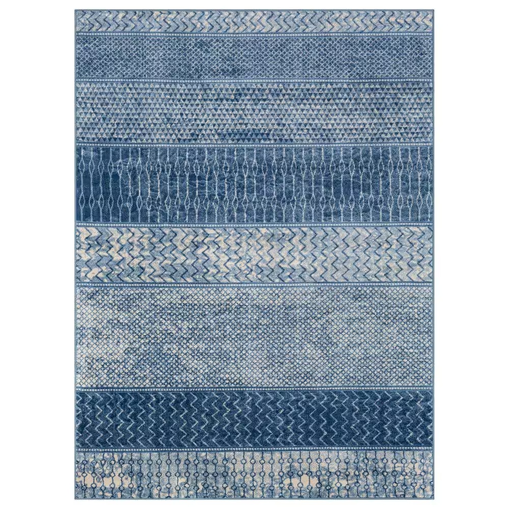 Surya Monaco MOC-2305 2' x 3' Bright Blue, Navy and Cream Scatter Rug