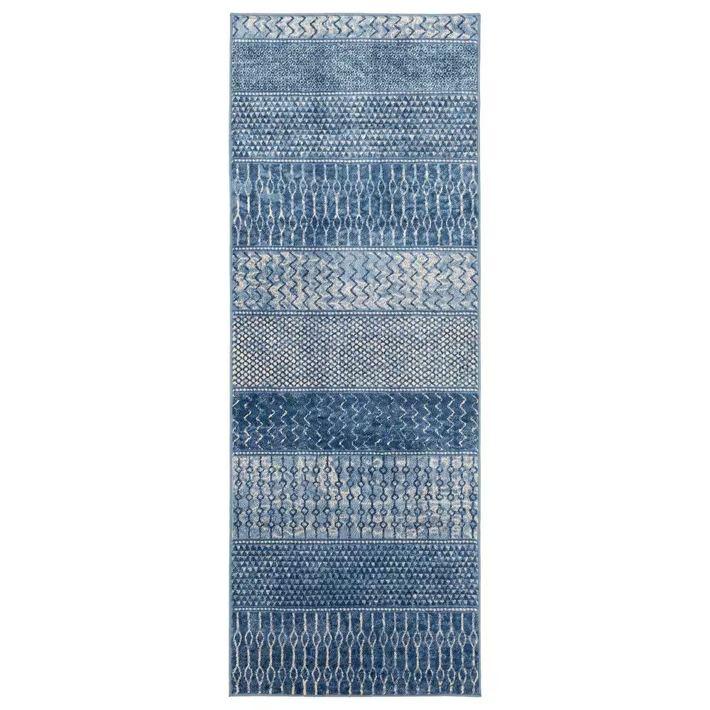 Surya Monaco MOC-2305 2'6" x 8' Bright Blue, Navy and Cream Runner