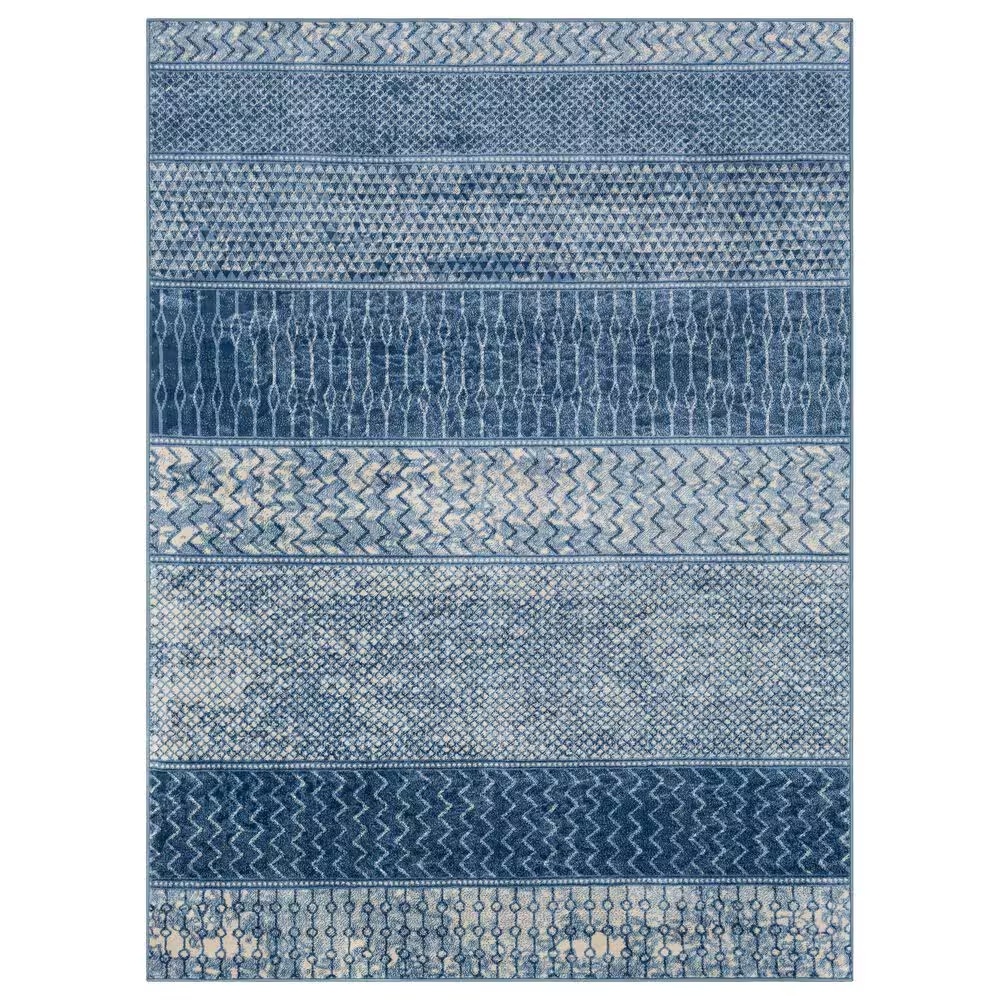 Surya Monaco MOC-2305 4'3" x 6' Bright Blue, Navy and Cream Area Rug