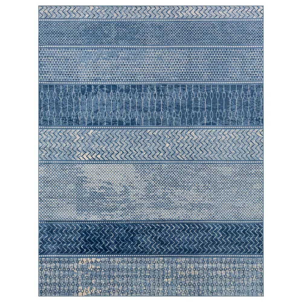 Surya Monaco MOC-2305 7'9" x 10'3" Bright Blue, Navy and Cream Area Rug