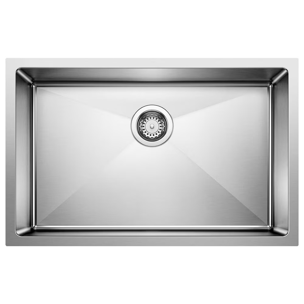 Blanco Quatrus R15 28" Single Bowl Kitchen Sink in Refined Brushed